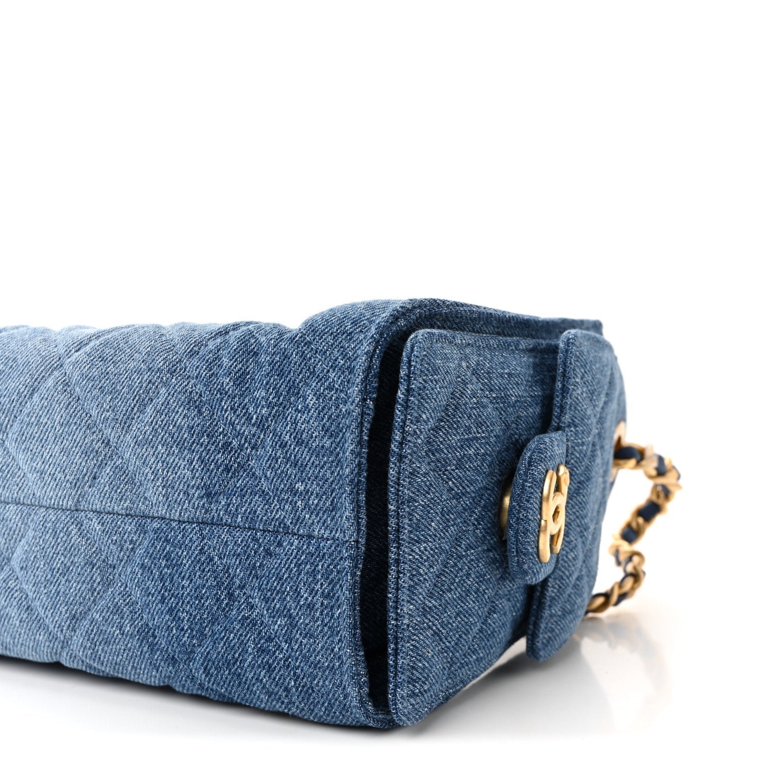 Washed Denim Quilted Mini Chanel 25 Handbag Blue - Image 10
