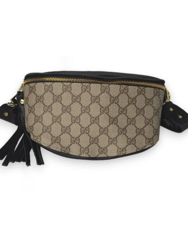 Upcycled Full Front Gucci Britt Belt Bag In Black Leather