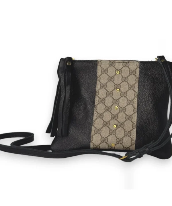 Upcycled Gucci Caroline Crossbody In Black Leather