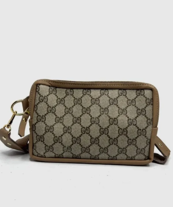 Upcycled Gucci Full Front Bella Belt Bag In Mocha Leather