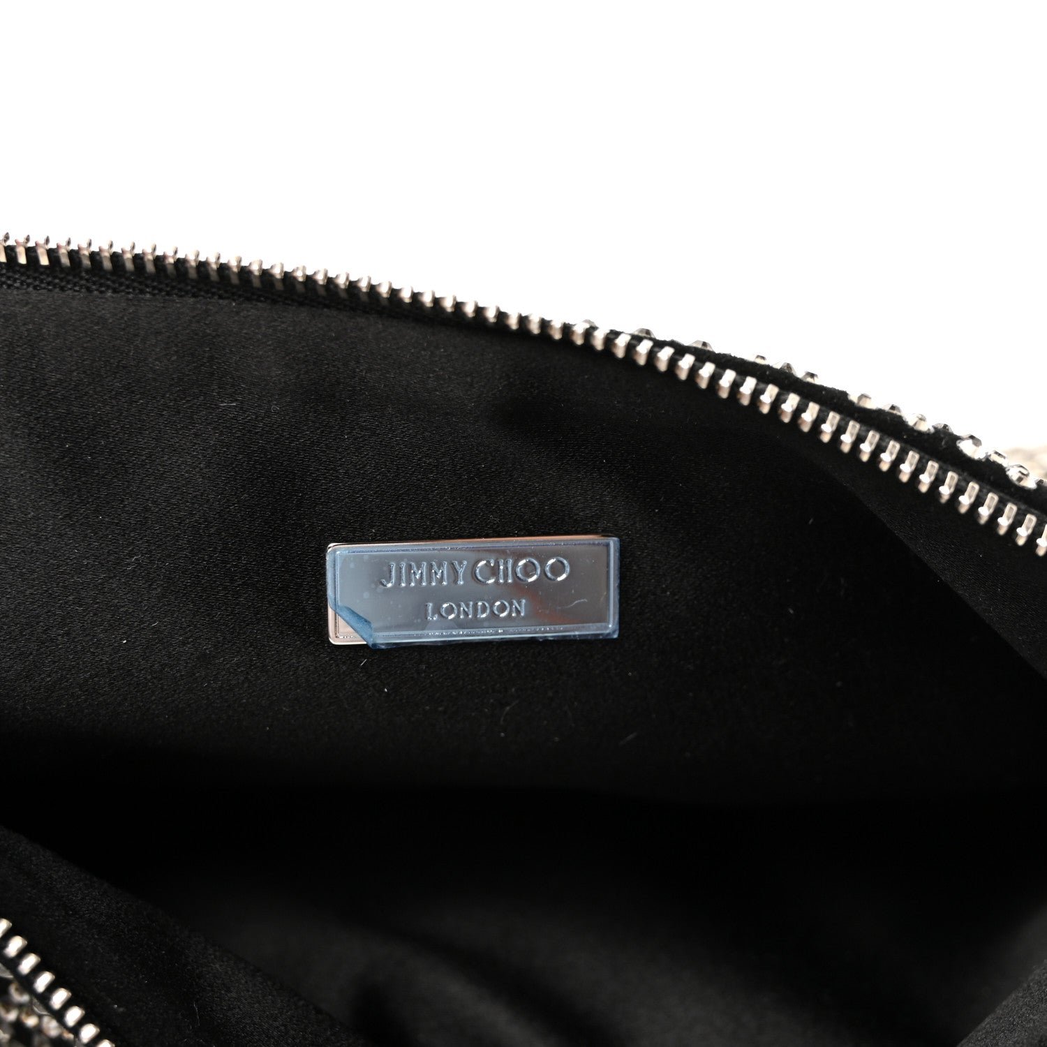 Suede Crystal Chain Top Handle Bag Black - Image 6