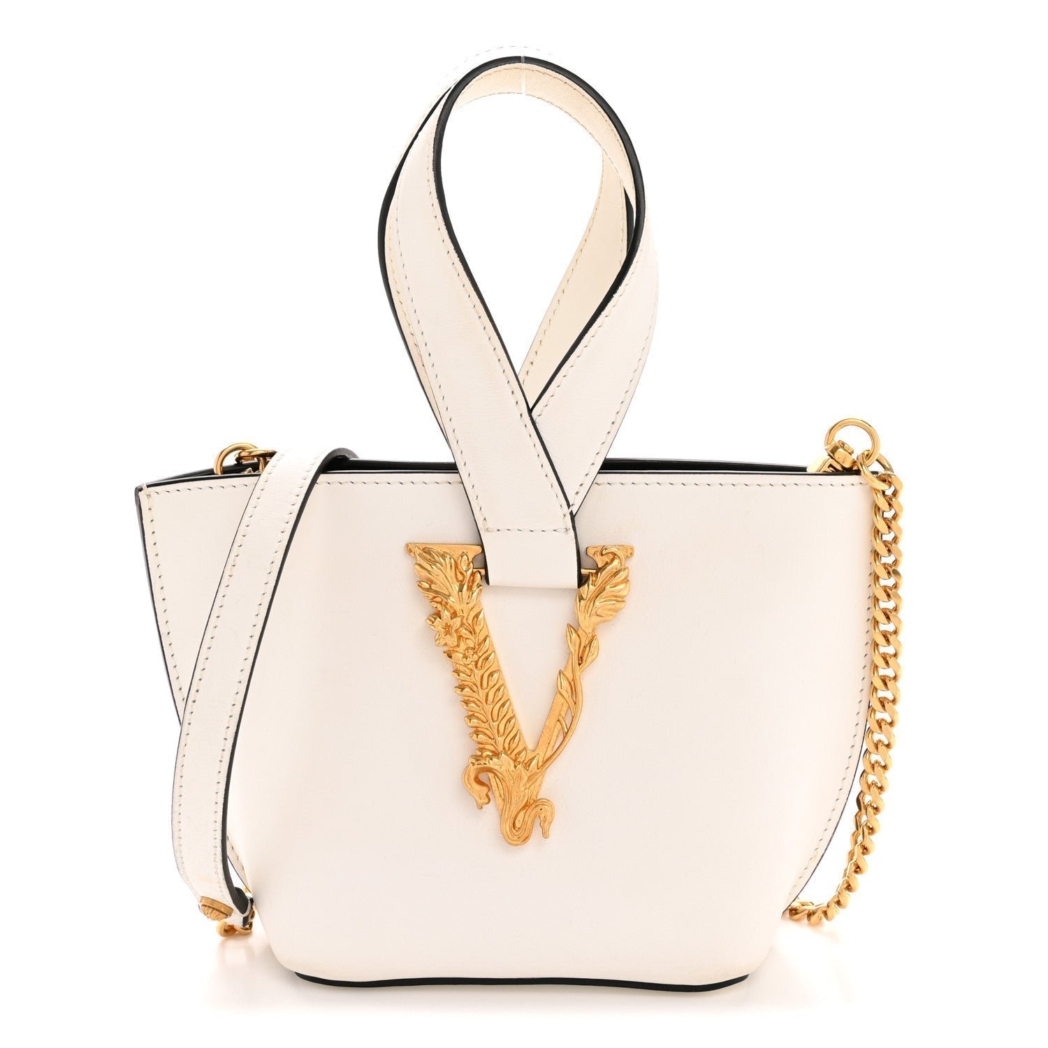 Vitello Mini Virtus Bucket Bag White