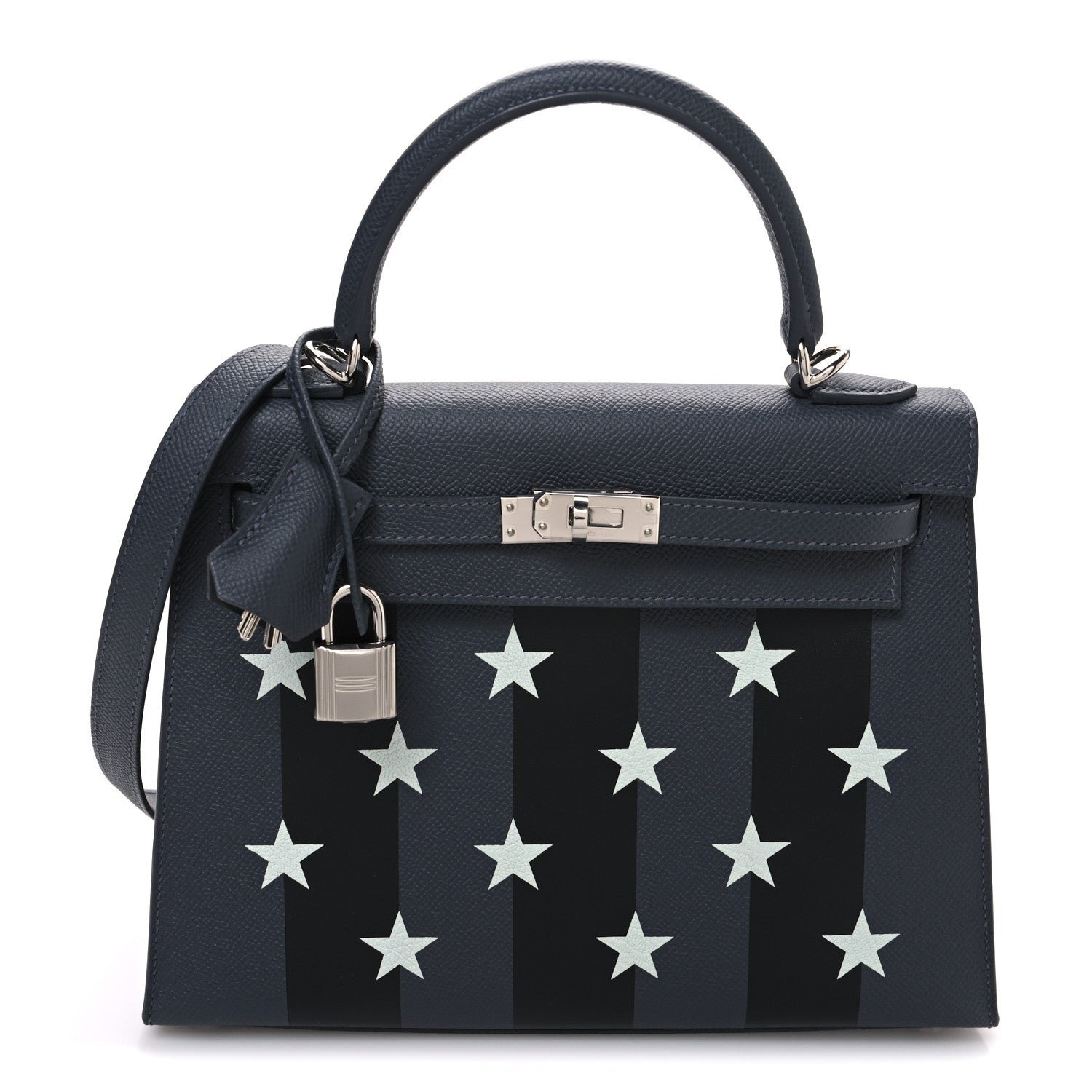 Epsom Tadelakt Chevre Mysore Casaque Etoilee Kelly Sellier 25 Ardoise Black Vert Peppermint