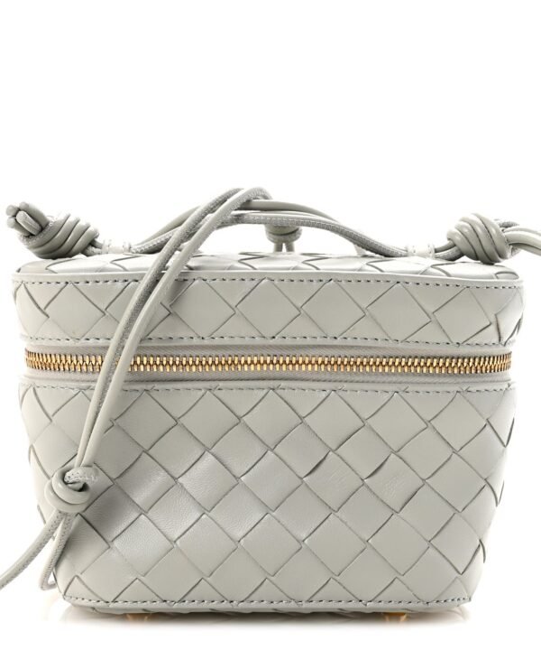 Nappa Intrecciato Small Vanity Case On Strap Agate Grey