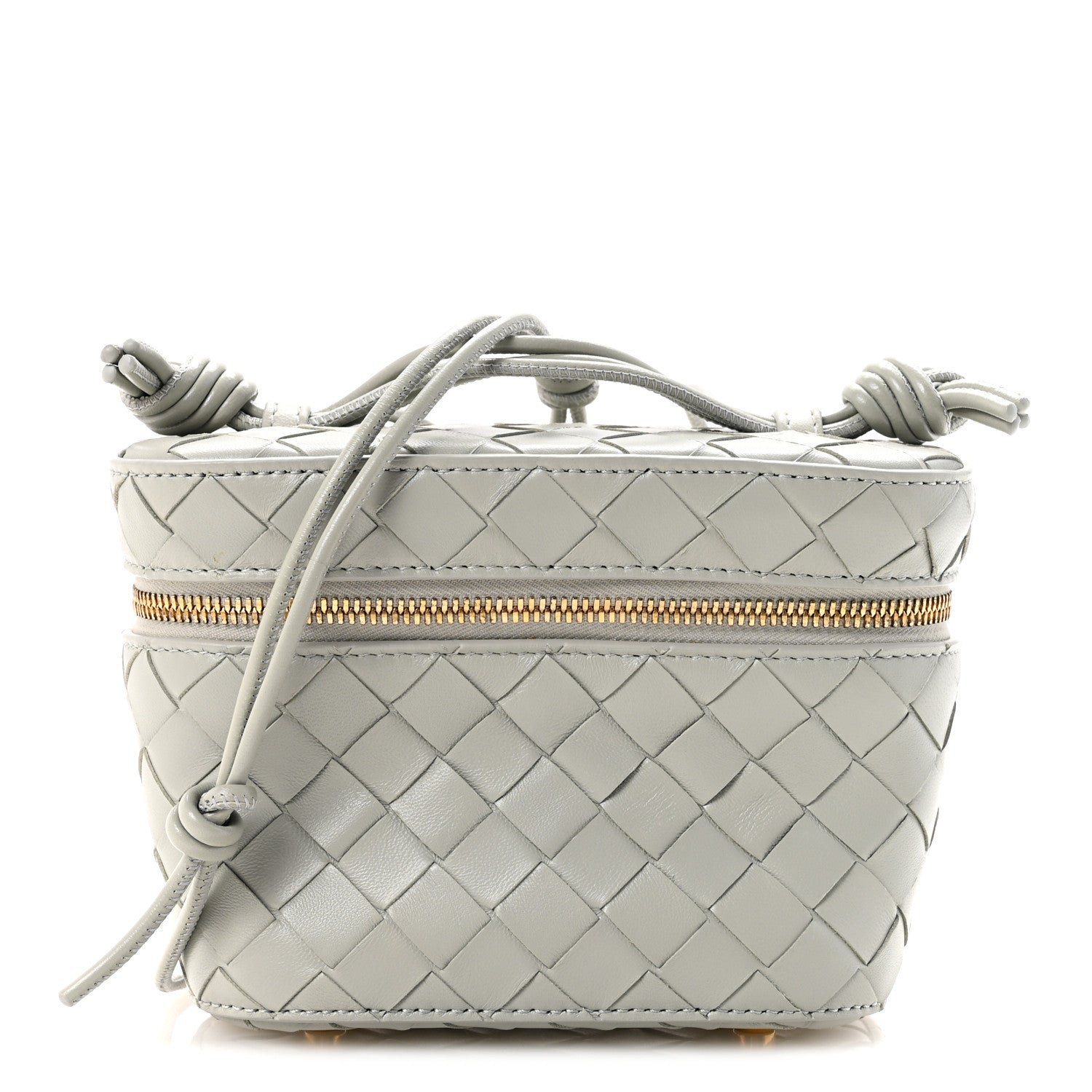 Nappa Intrecciato Small Vanity Case On Strap Agate Grey