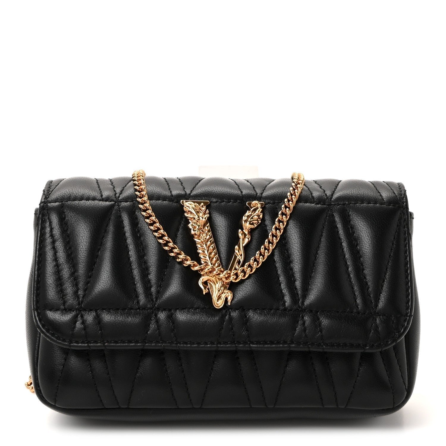 Nappa Quilted Virtus Evening Bag Black
