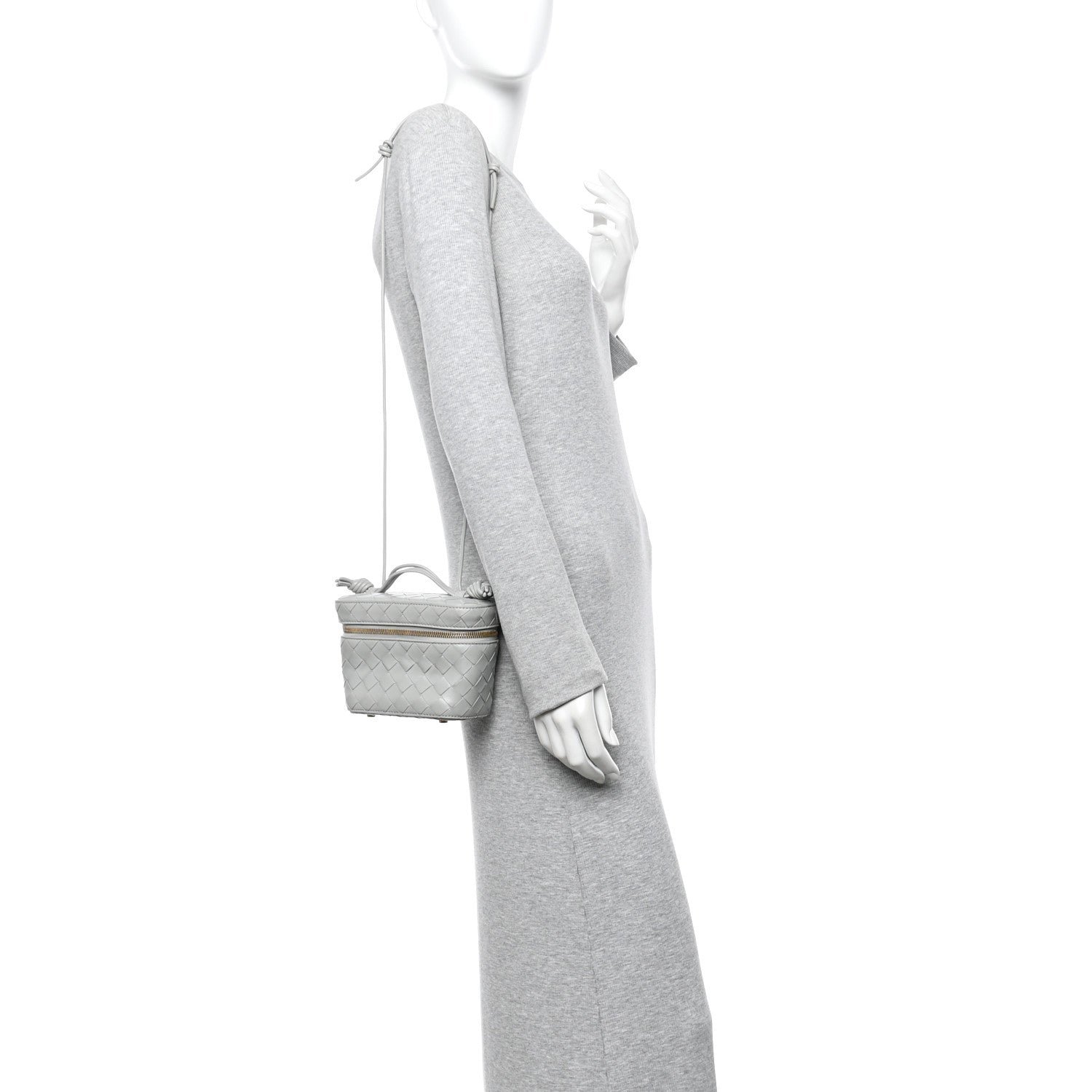 Nappa Intrecciato Small Vanity Case On Strap Agate Grey - Image 2