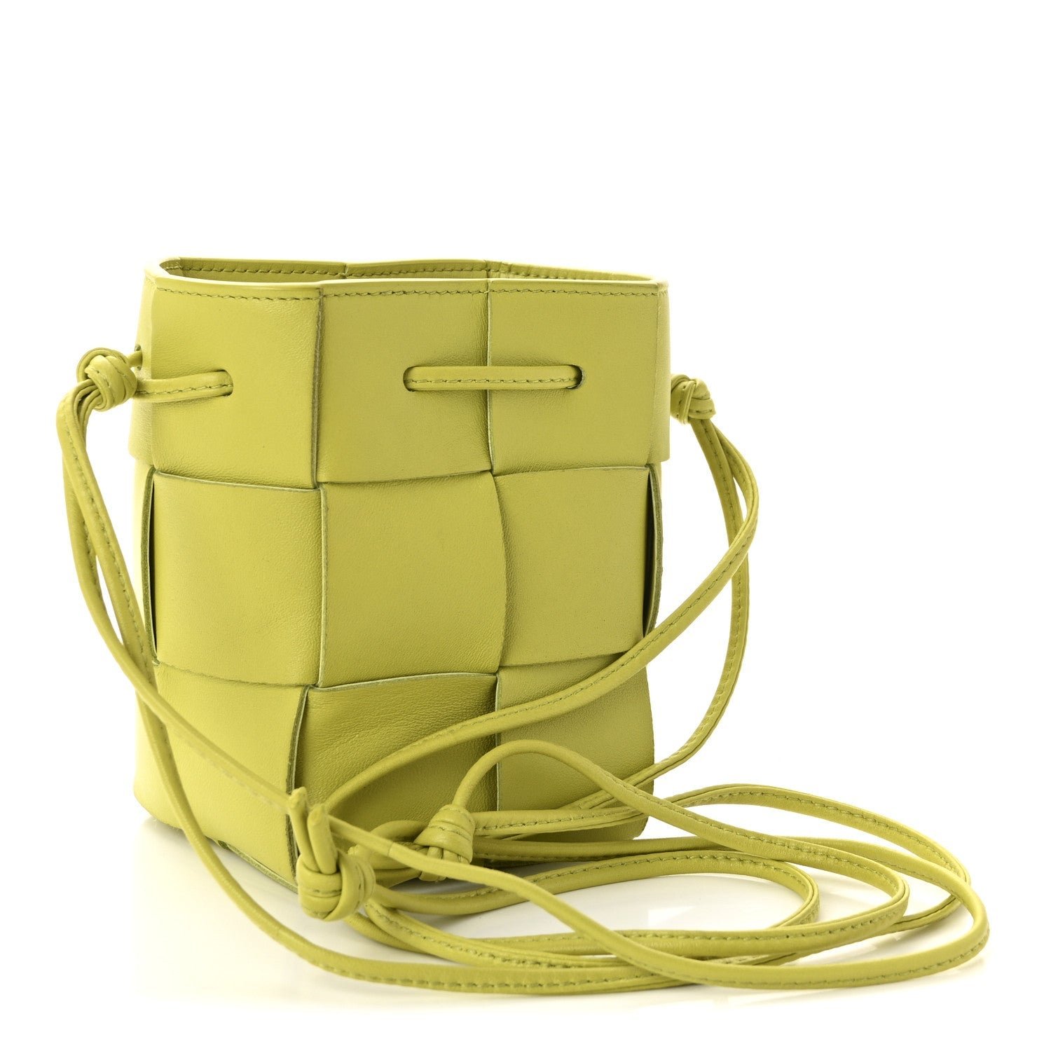 Nappa Maxi Intrecciato Mini Cassette Bucket Bag Kiwi - Image 3