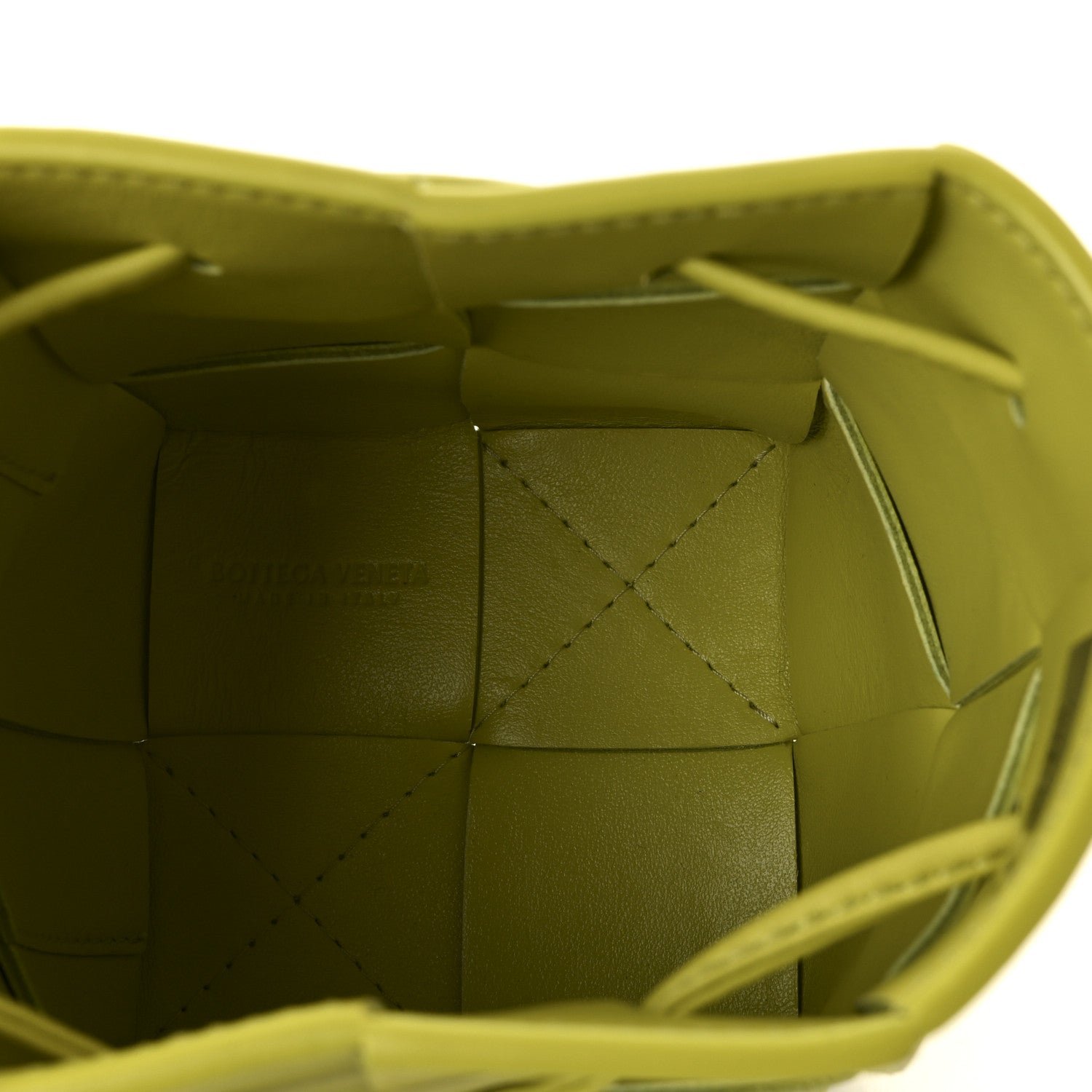 Nappa Maxi Intrecciato Mini Cassette Bucket Bag Kiwi - Image 5