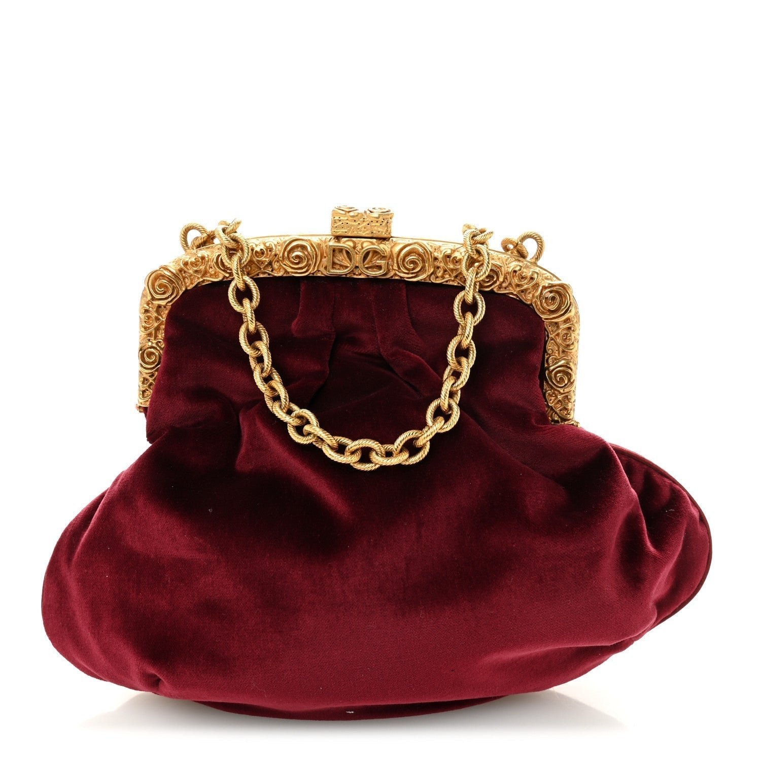 Velvet Chain Clutch Burgundy