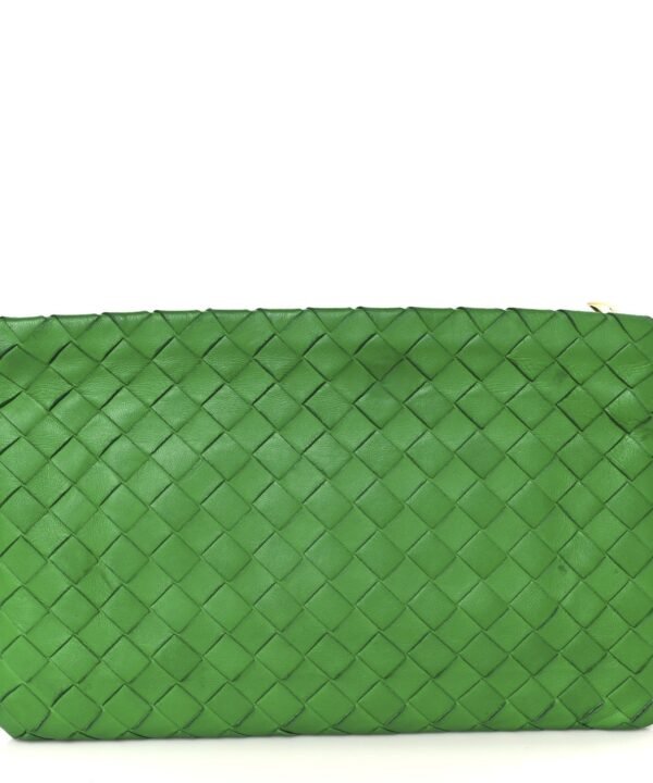 Nappa Intrecciato Flat Zip Pouch Parakeet