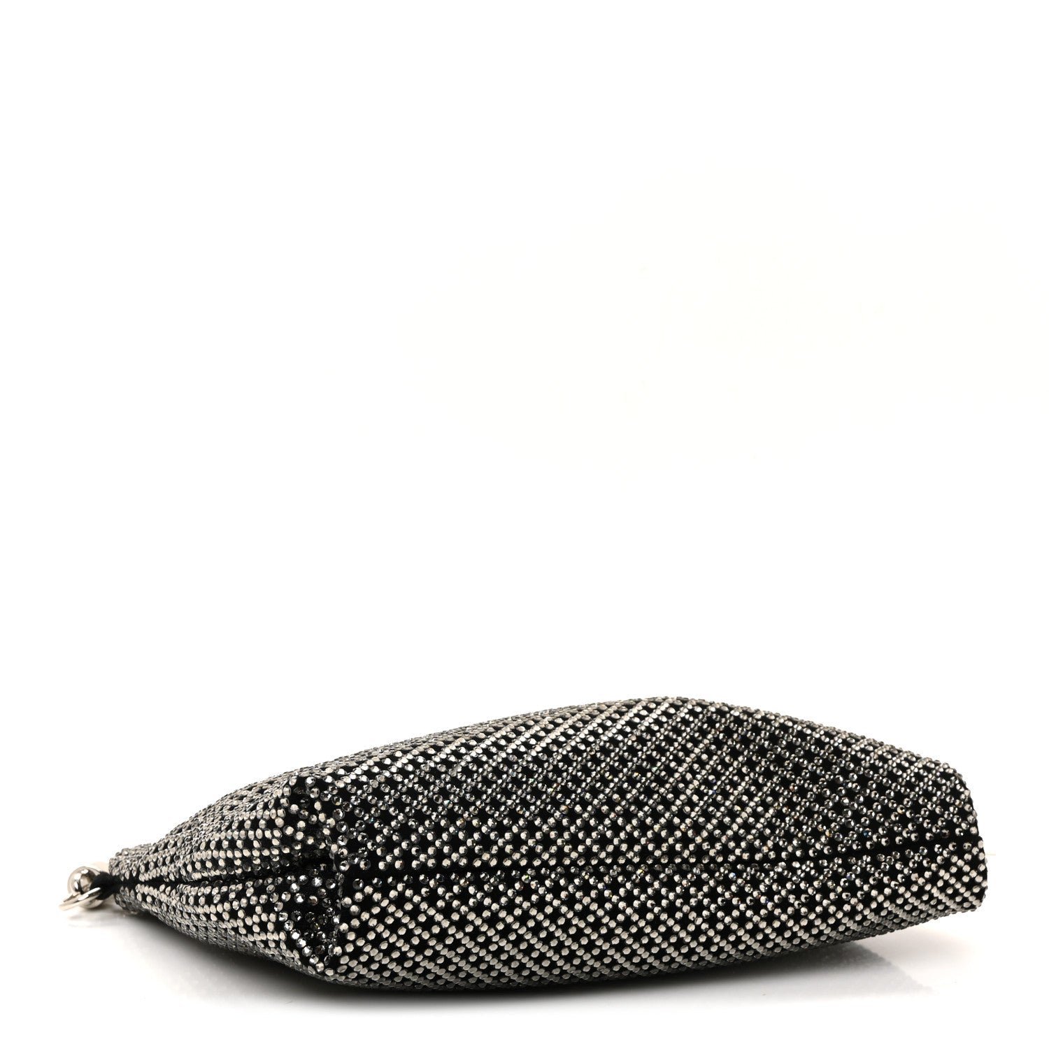 Suede Crystal Chain Top Handle Bag Black - Image 4