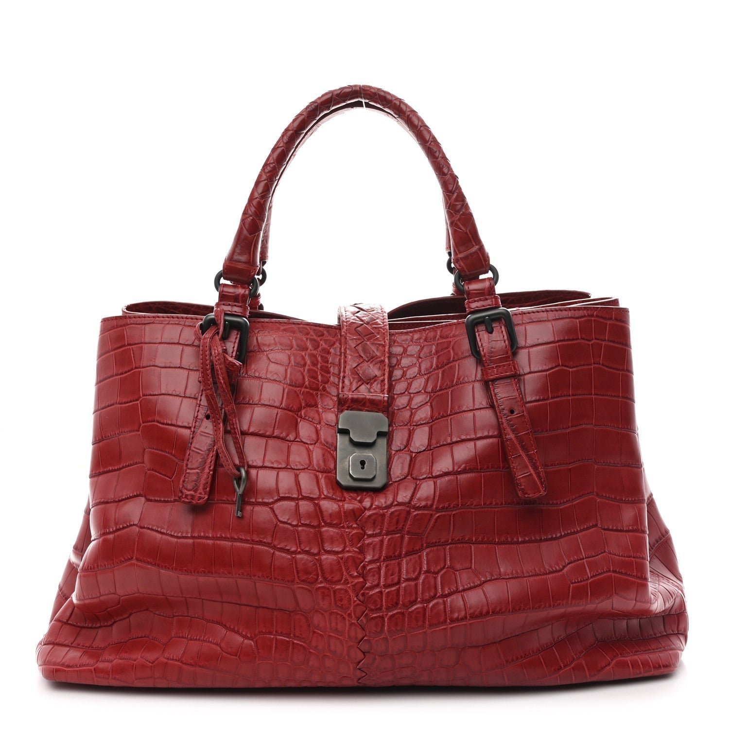 Soft Crocodile Fume Medium Roma Tote Blood
