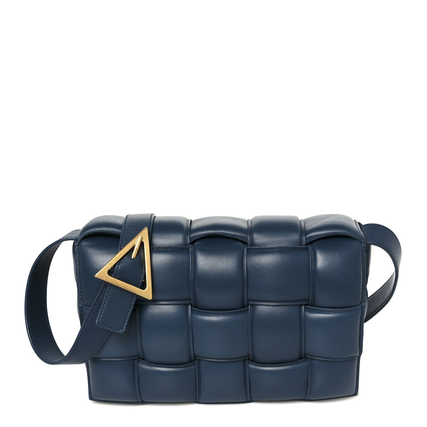 Nappa Maxi Intreccio Padded Cassette Crossbody Bag Deep Blue