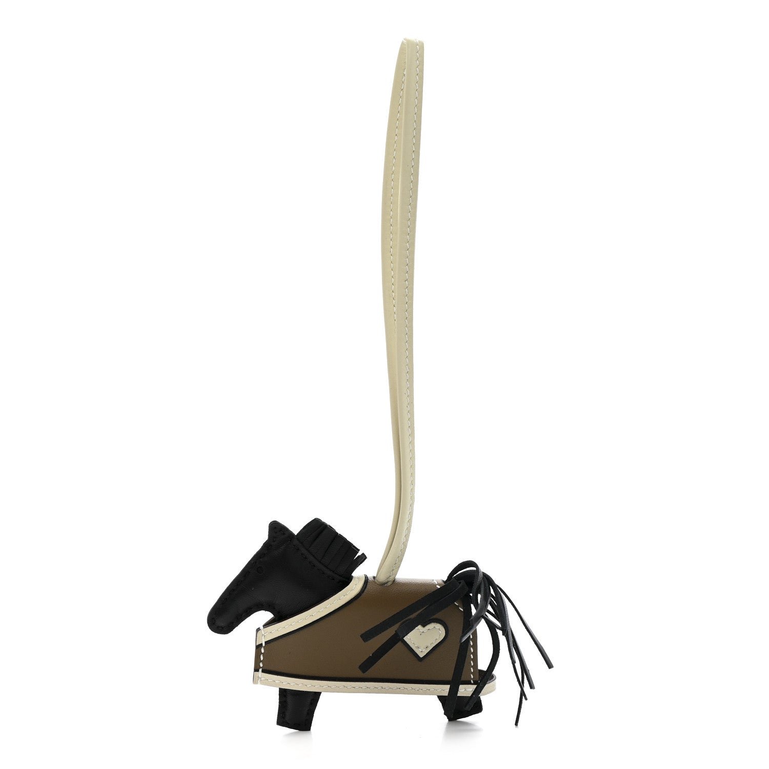 Milo Lambskin Grigri Rodeo Robeo Coeur Bag Charm PM Black Craie Etoupe