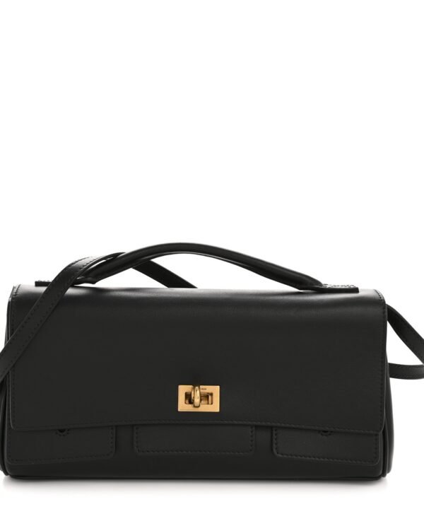 Smooth Calfskin Small Bel Air Clutch On Strap Black