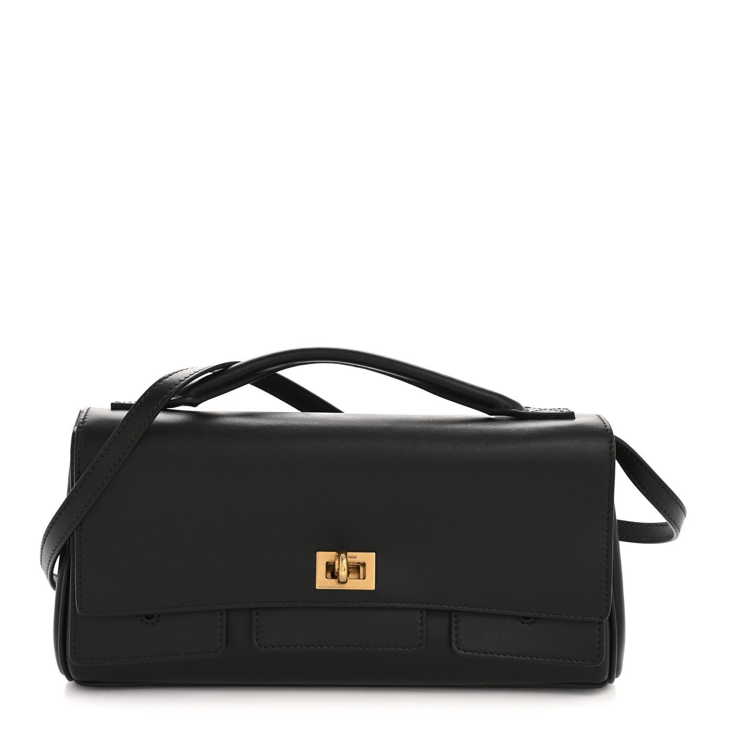 Smooth Calfskin Small Bel Air Clutch On Strap Black