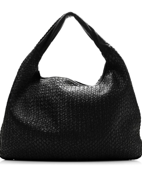 Nappa Intrecciato Weave Maxi Veneta Hobo Black