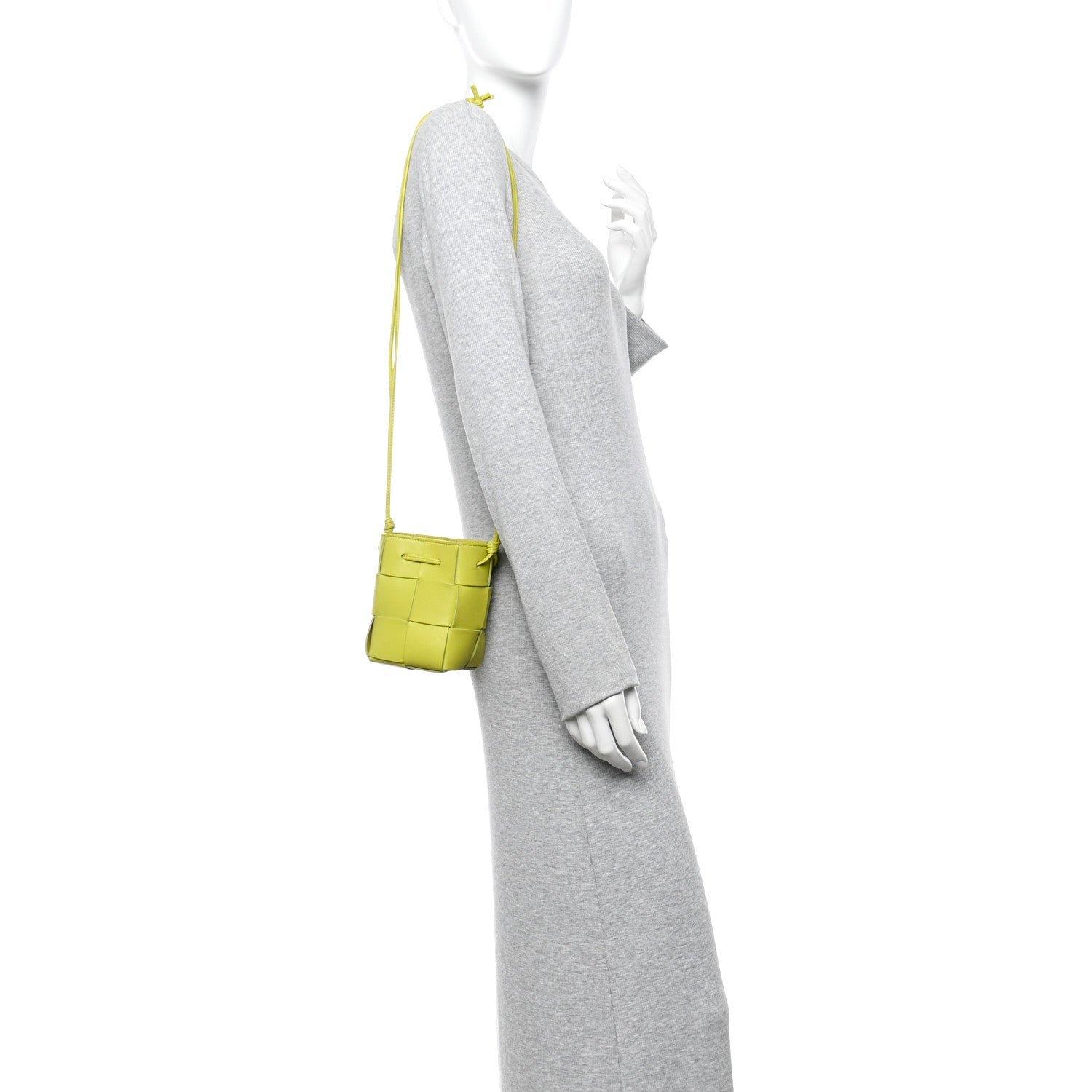 Nappa Maxi Intrecciato Mini Cassette Bucket Bag Kiwi - Image 2