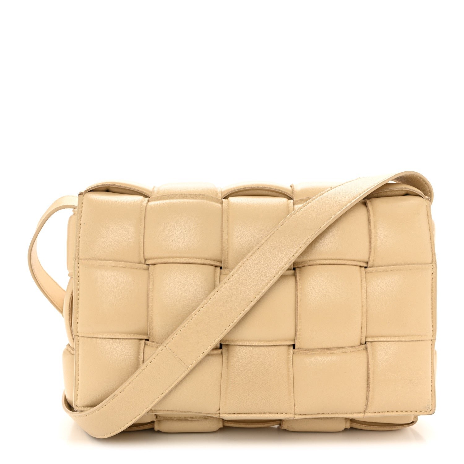 Nappa Maxi Intreccio Padded Cassette Crossbody Bag Porridge