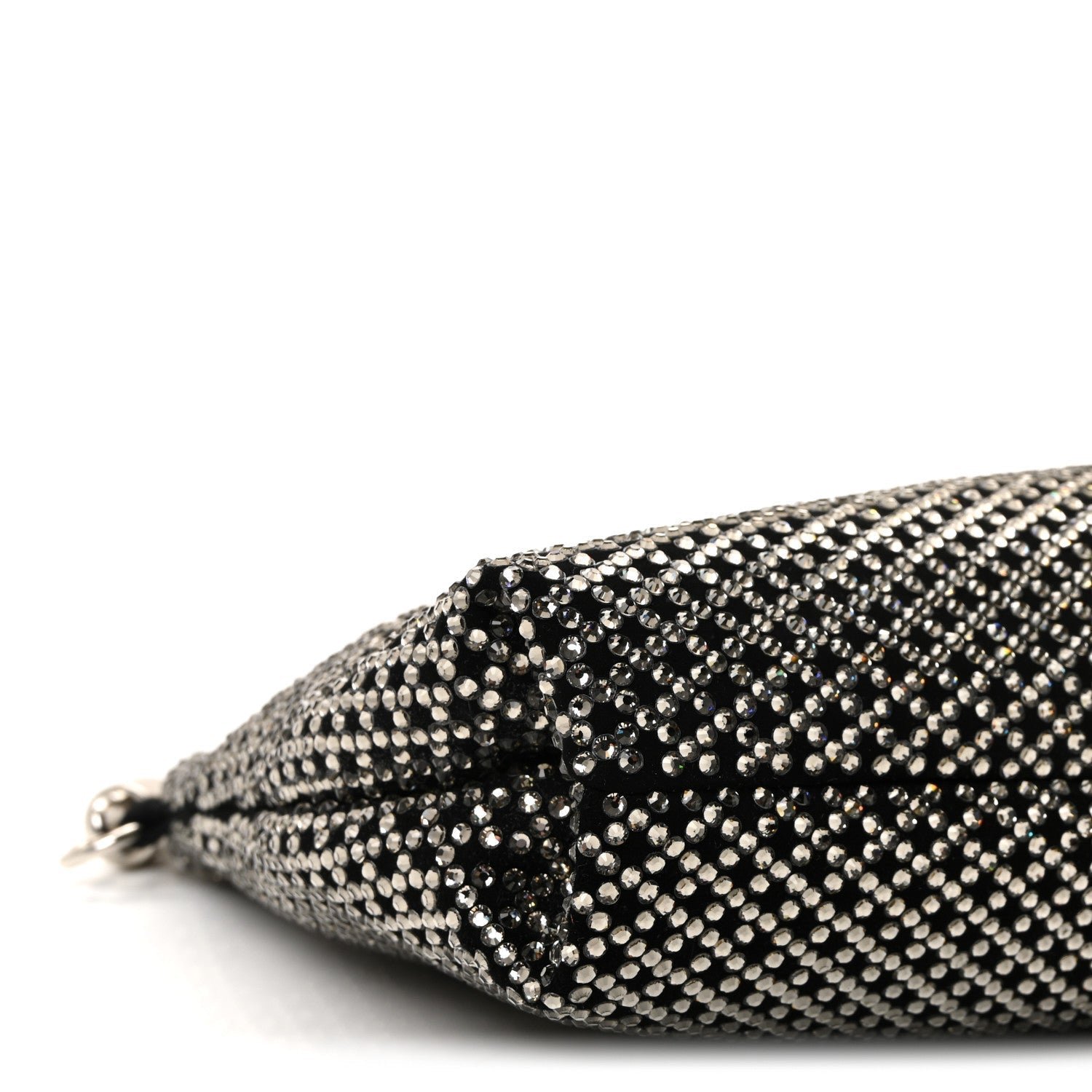 Suede Crystal Chain Top Handle Bag Black - Image 9