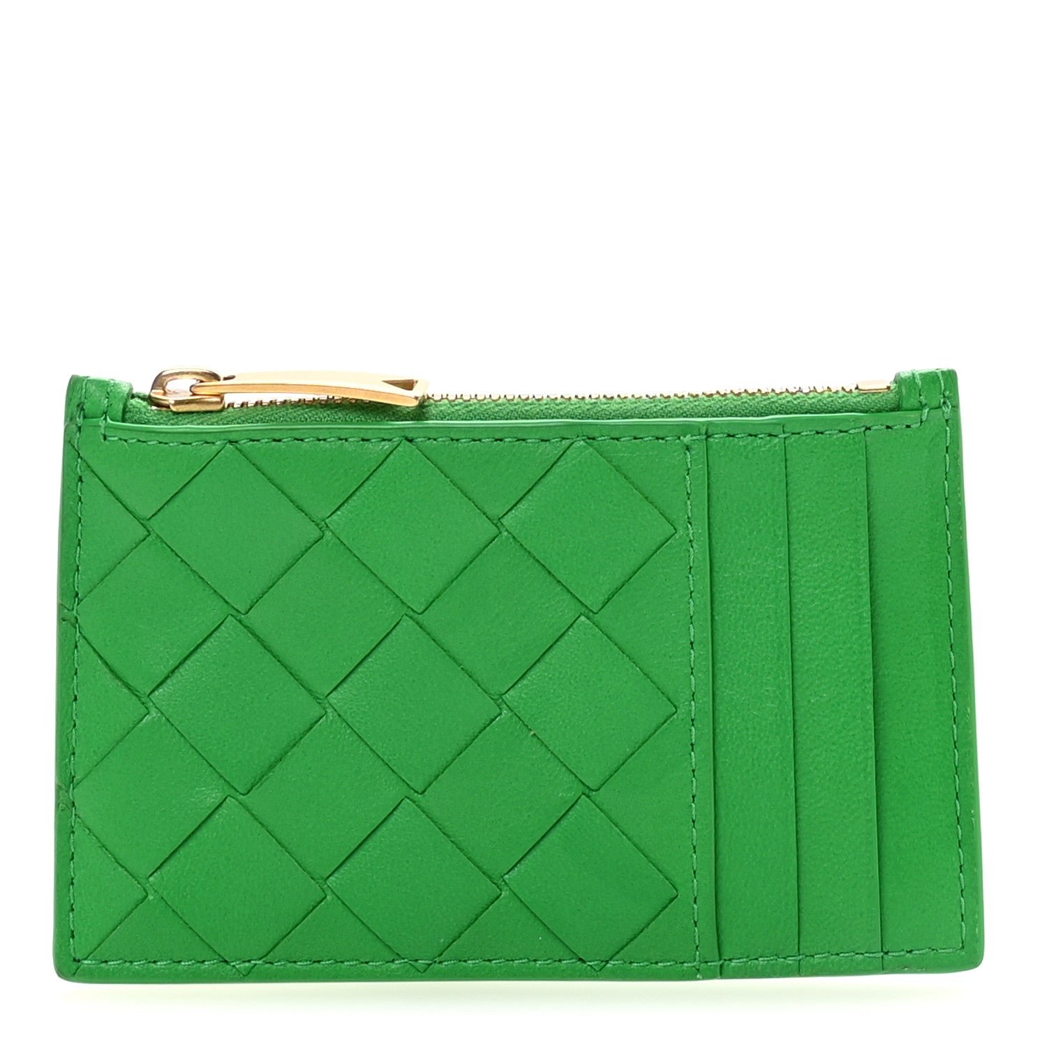 Nappa Intrecciato Zipped Card Case Parakeet
