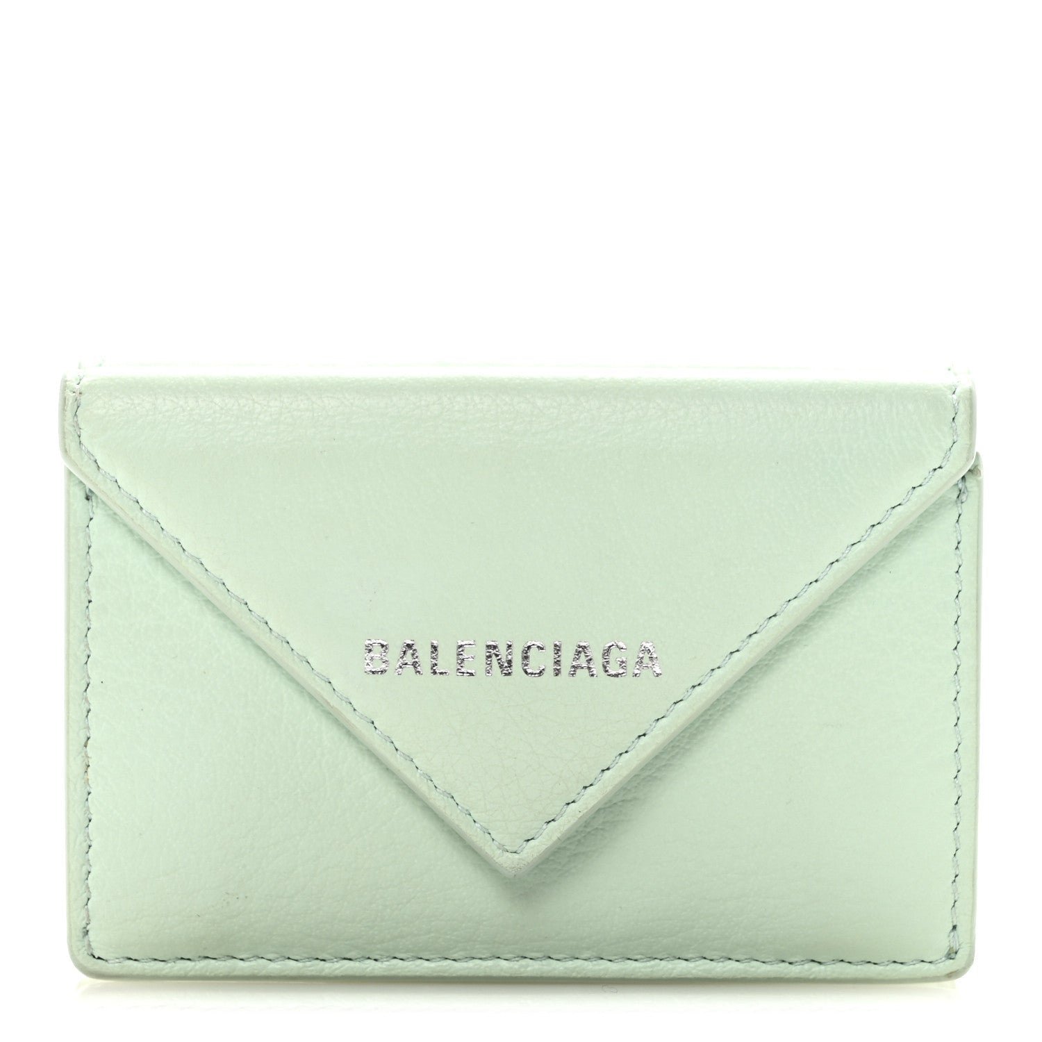Smooth Calfskin Mini Papier Wallet Light Mint