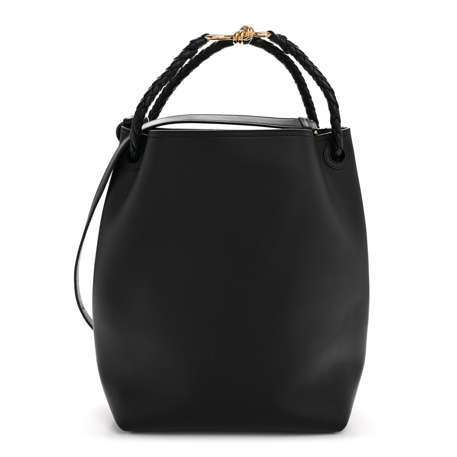 Silky Calfskin Small Andiamo Bucket Bag Black