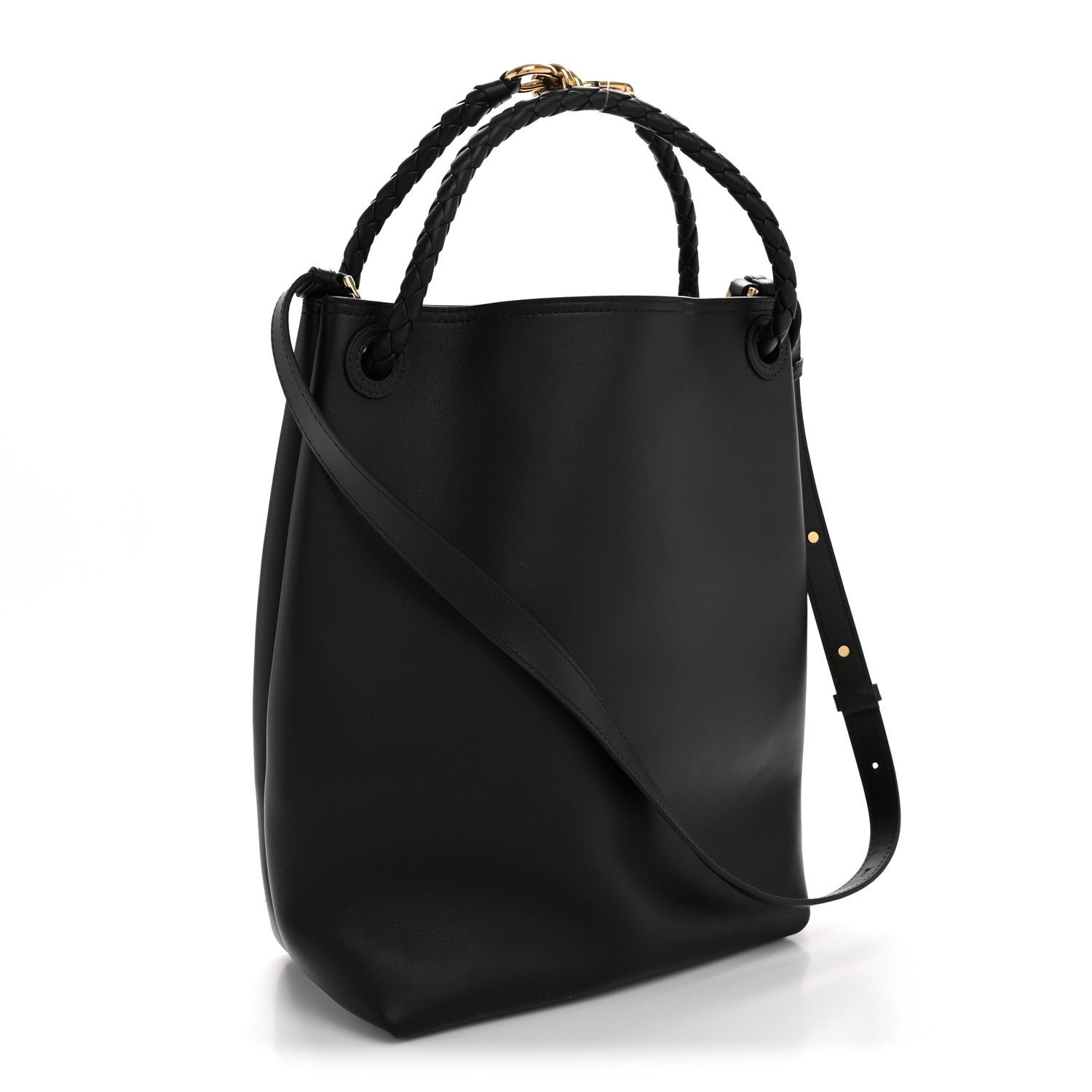 Silky Calfskin Small Andiamo Bucket Bag Black - Image 3