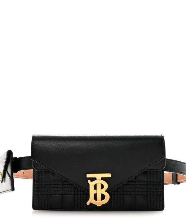 Smooth Calfskin Quilted Check TB Envelope Belt Bag Black