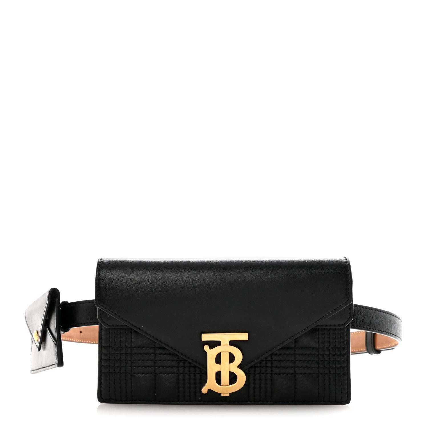 Smooth Calfskin Quilted Check TB Envelope Belt Bag Black