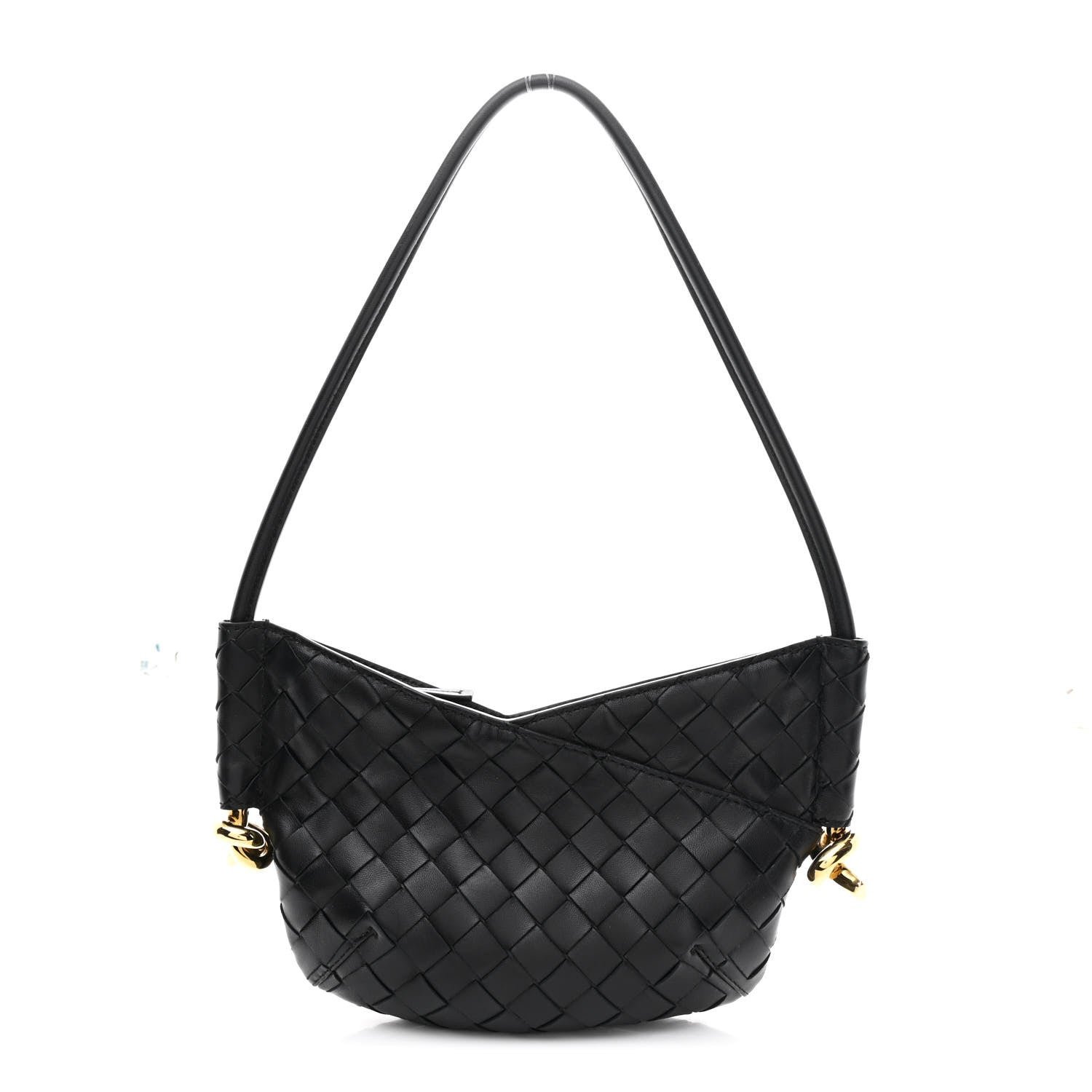 Nappa Intrecciato Mini Solstice Shoulder Bag Black