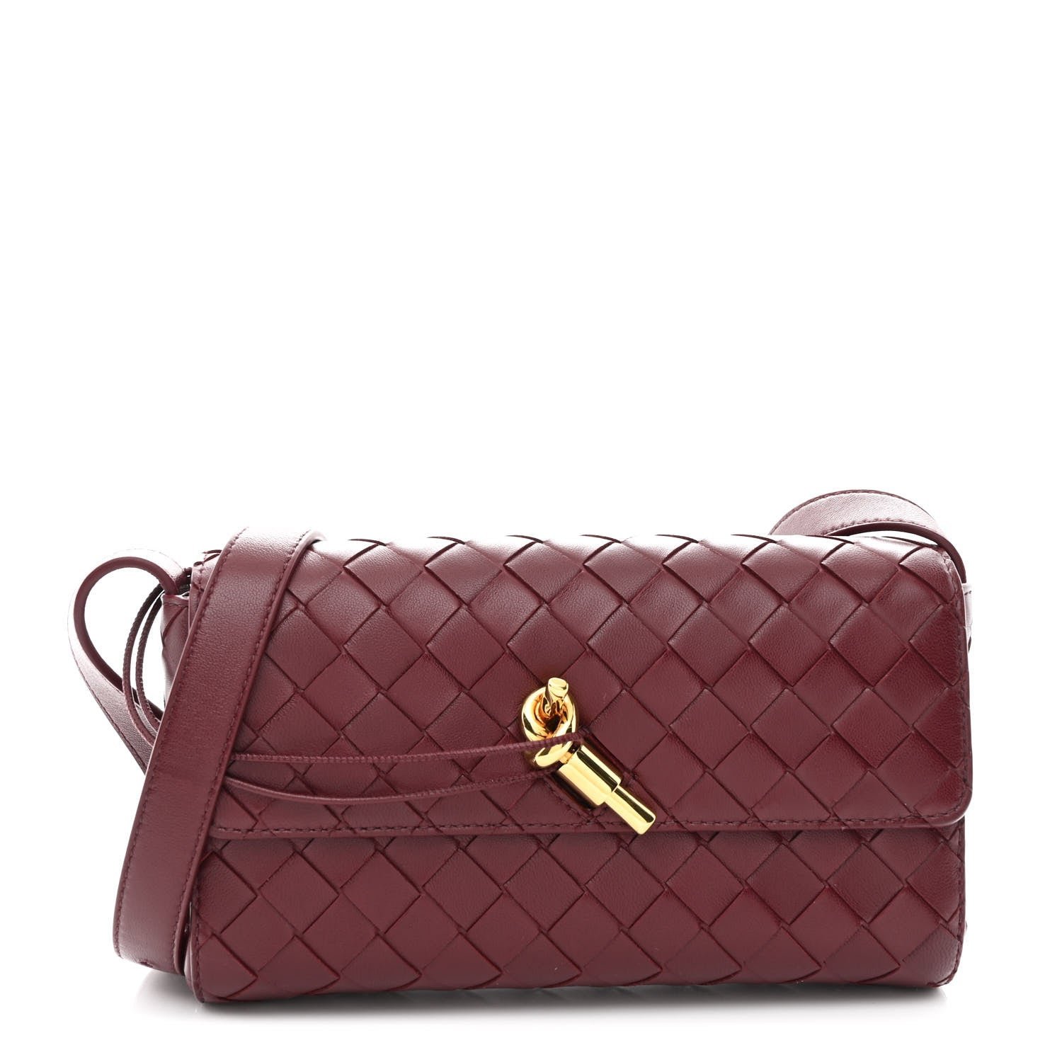 Nappa Intrecciato Mini Andiamo Crossbody Bag Barolo