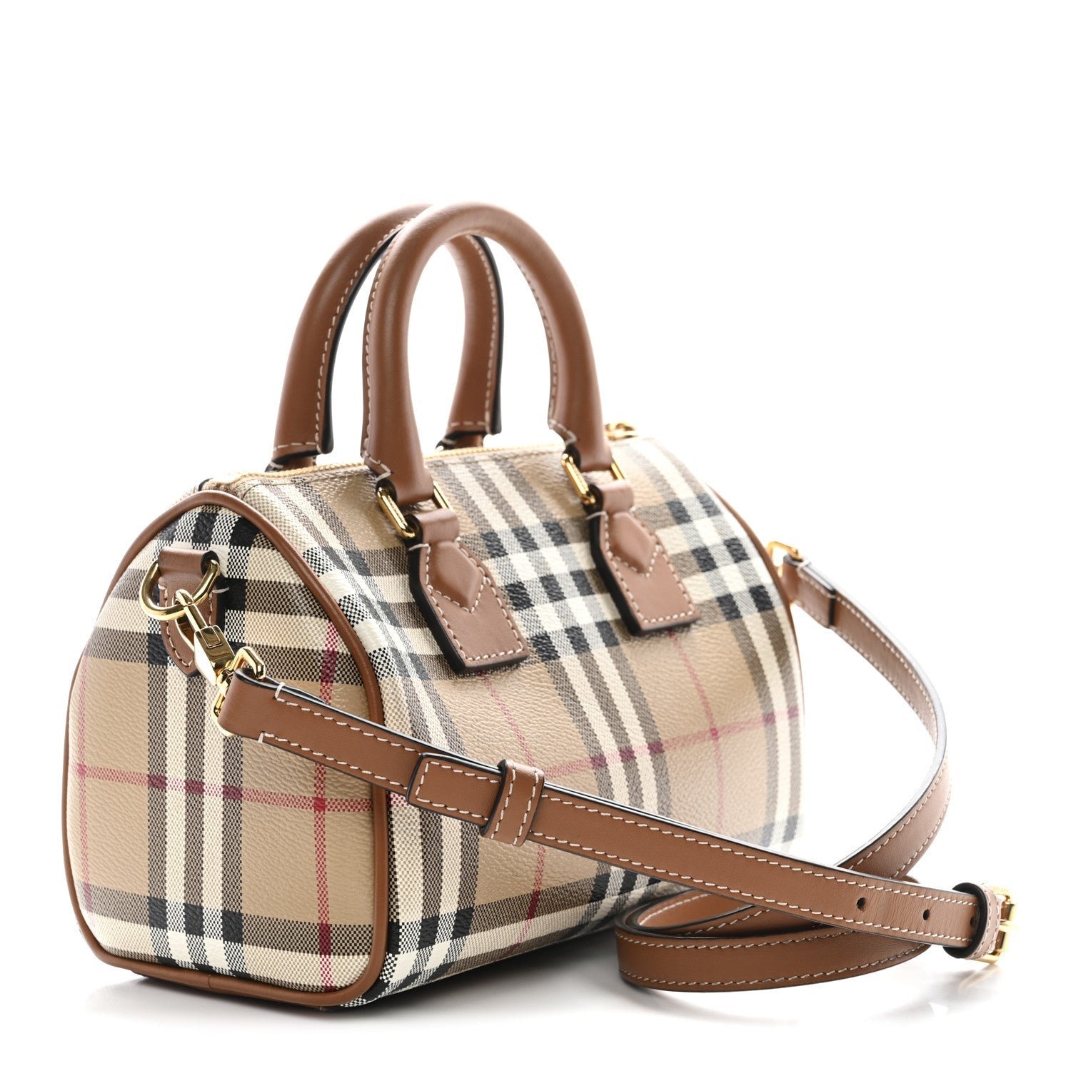 Vintage Check Mini Bowling Bag Briar Brown - Image 3