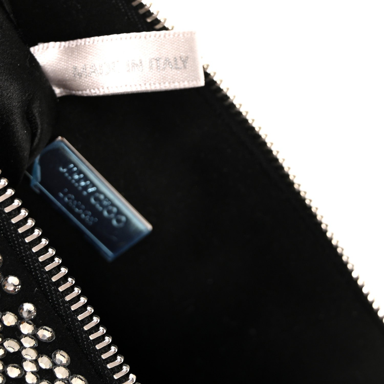 Suede Crystal Chain Top Handle Bag Black - Image 7