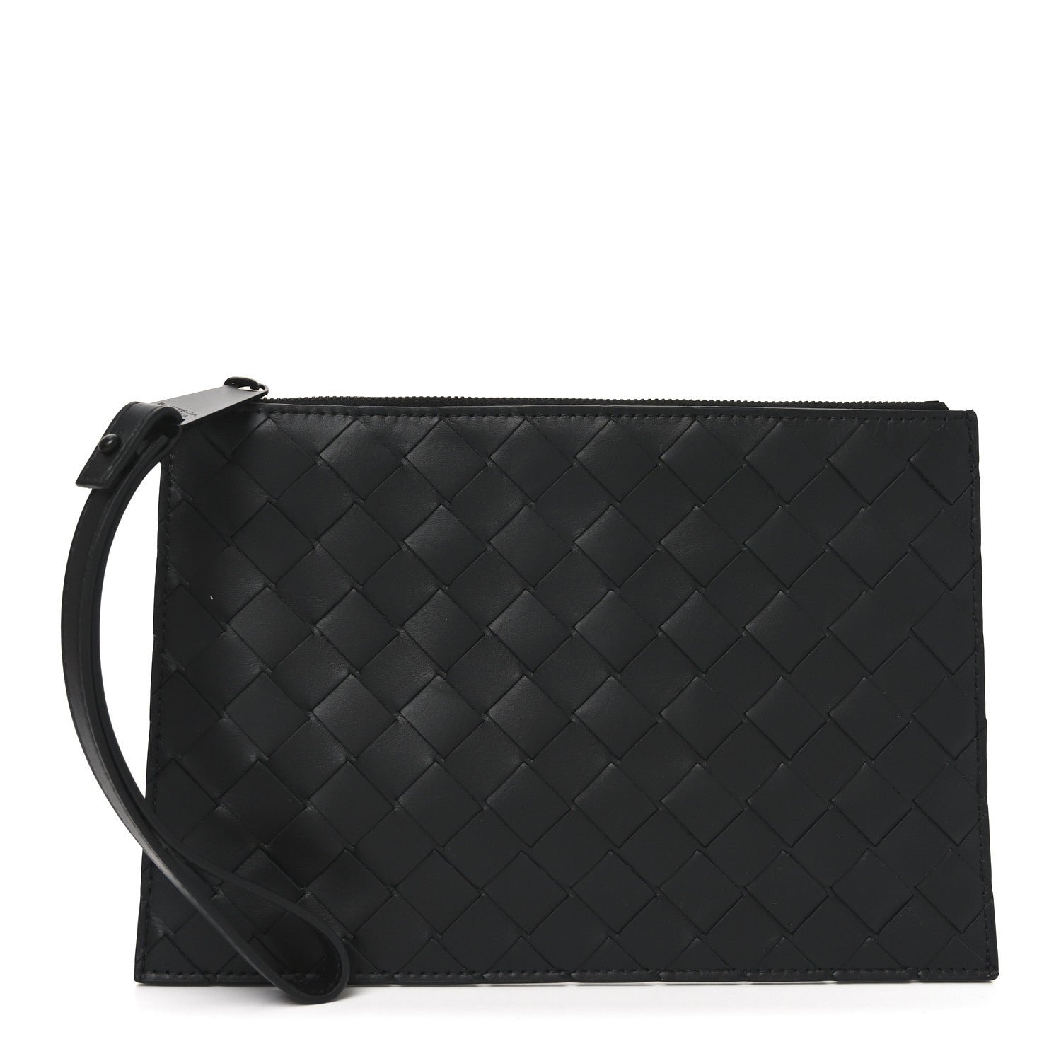 Nappa Intrecciato Wristlet Zip Wallet Black