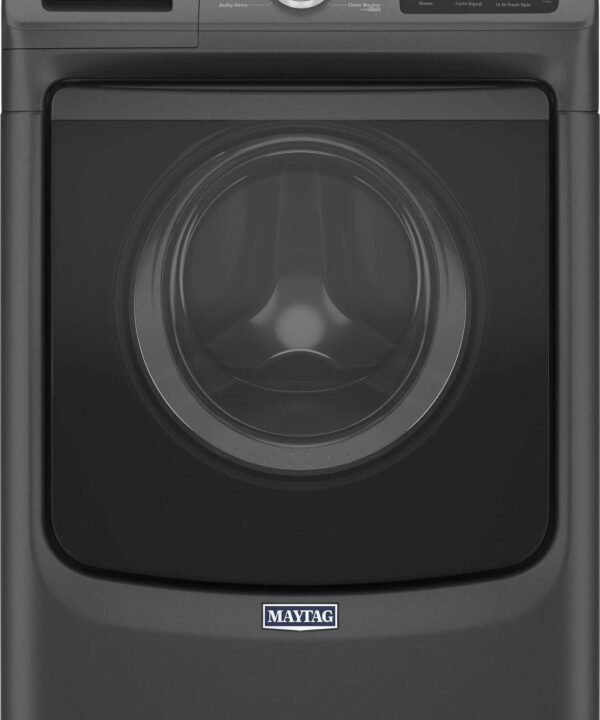Maytag – 4.5 Cu. Ft. High Efficiency Stackable Front Load Washer with Steam and Extra Power Button – Volcano Black