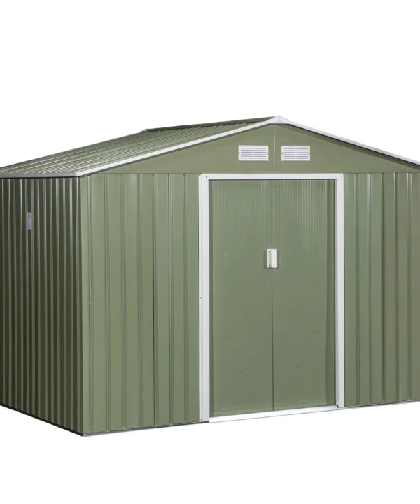 Spacious 9′ x 6′ Outdoor Storage Shed with Foundation, Sliding Doors, and Vents ? Green