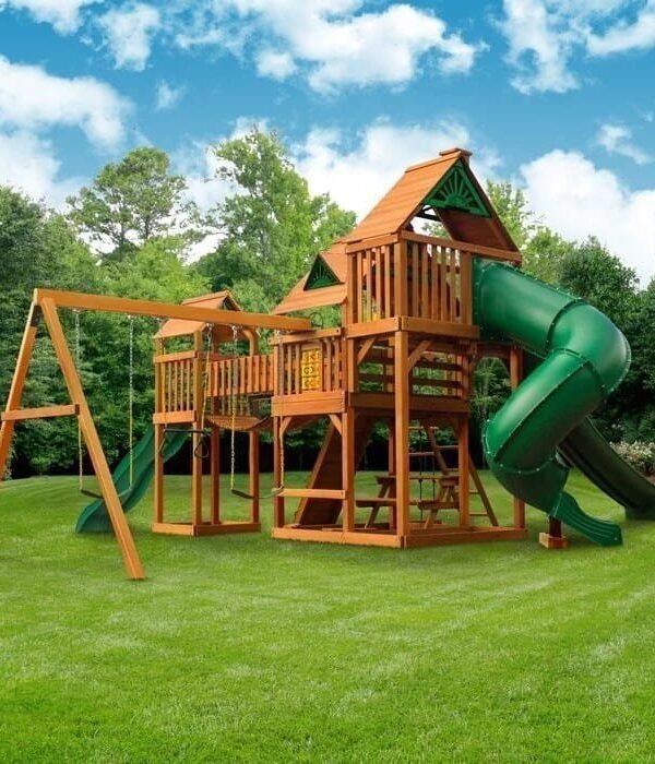 Treasure Trove II Swing Set /Tongue and Groove Wood Roof