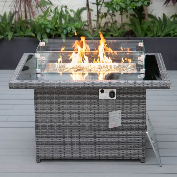 Cheltenham Modern Dark Mix Grey Rattan Fire Pit