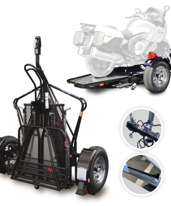 Go! Series Single Rail Folding Motorcycle Trailers – Deluxe Chrome Wheels Balanced