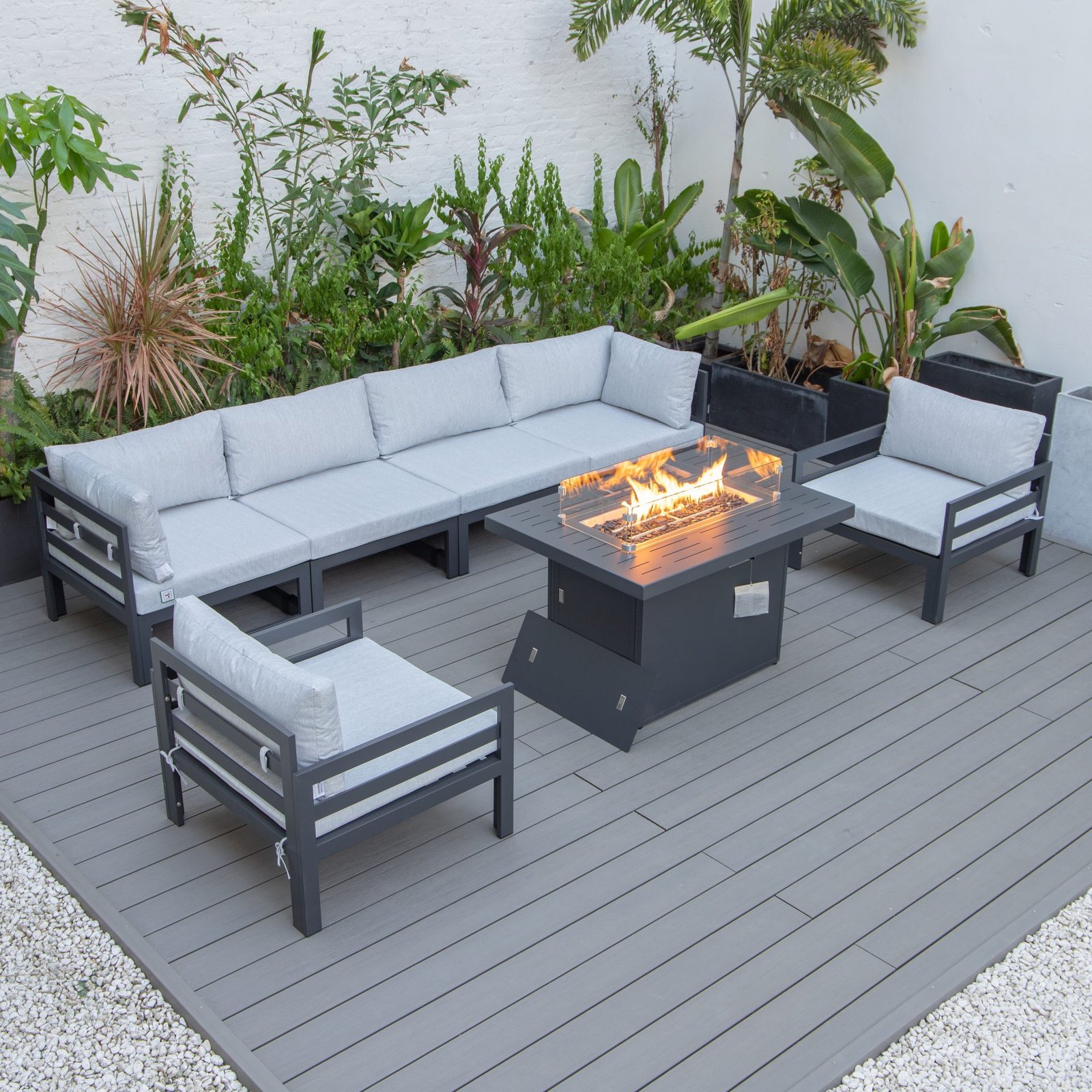 Cheltenham Aluminium 6 Seater Sofa Set With Firepit