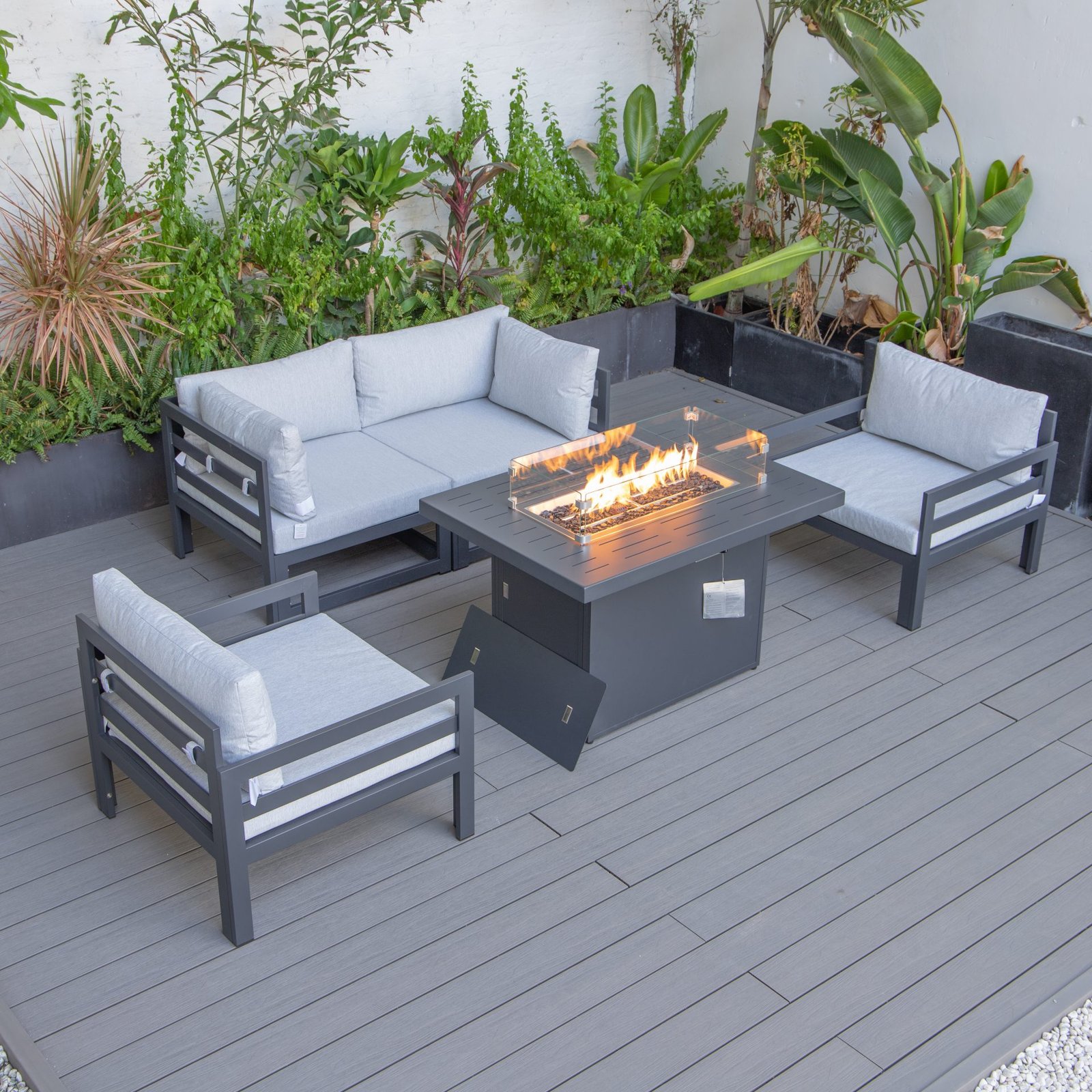Cheltenham Aluminium 4 Seater Sofa Set With Fire Pit
