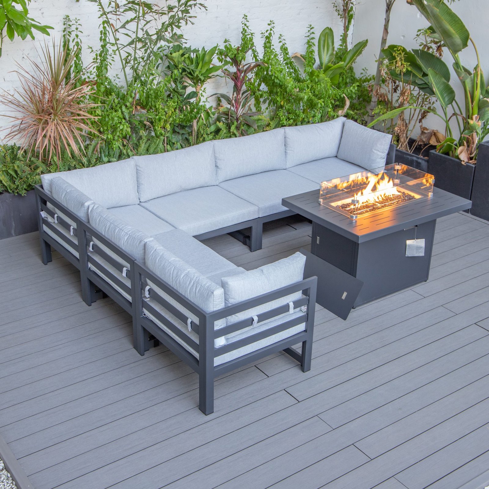 Cheltenham Aluminium 6 Seater Corner Sofa With Fire Pit