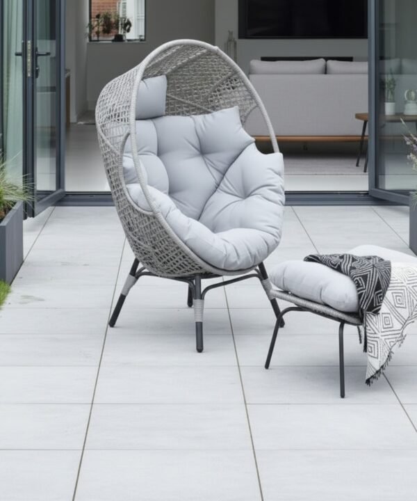 Rattan Hut Cocoon Chair & Ottoman