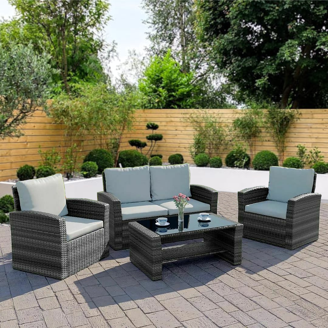 Rattan Hut 4 Seater Sofa Coffee Set